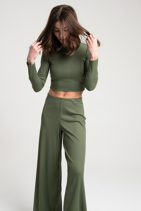 Calça Wide Leg Verde