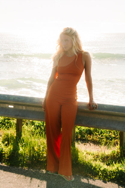 Calça Wide Leg Ocre