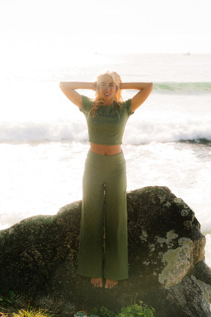 Calça Wide Leg Verde