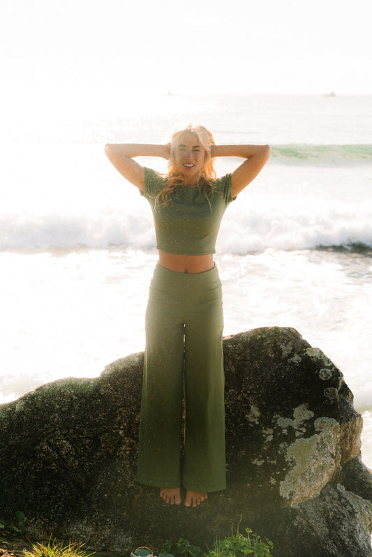 Calça Wide Leg Verde