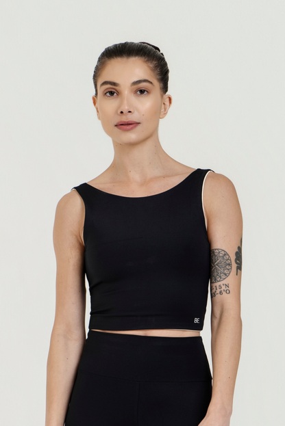 Top Isadora Preto e Marfim *opaco *reversível