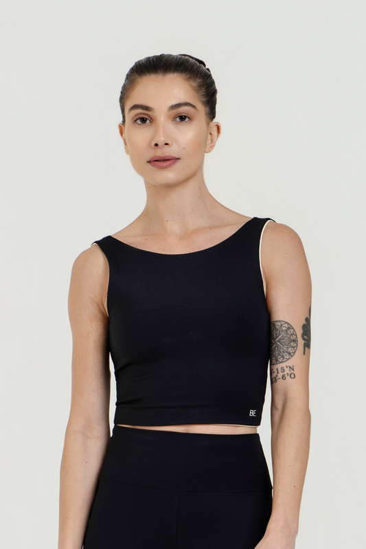 Top Isadora Preto e Marfim *opaco *reversível