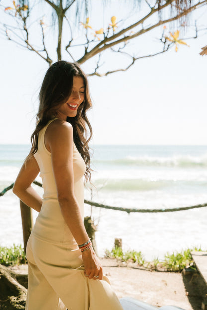 Calça Wide Leg Manteiga